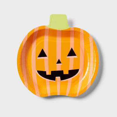 10ct Halloween Jack-O'-Lantern Pumpkin Shaped Dinner Plate - Spritz™ | Target