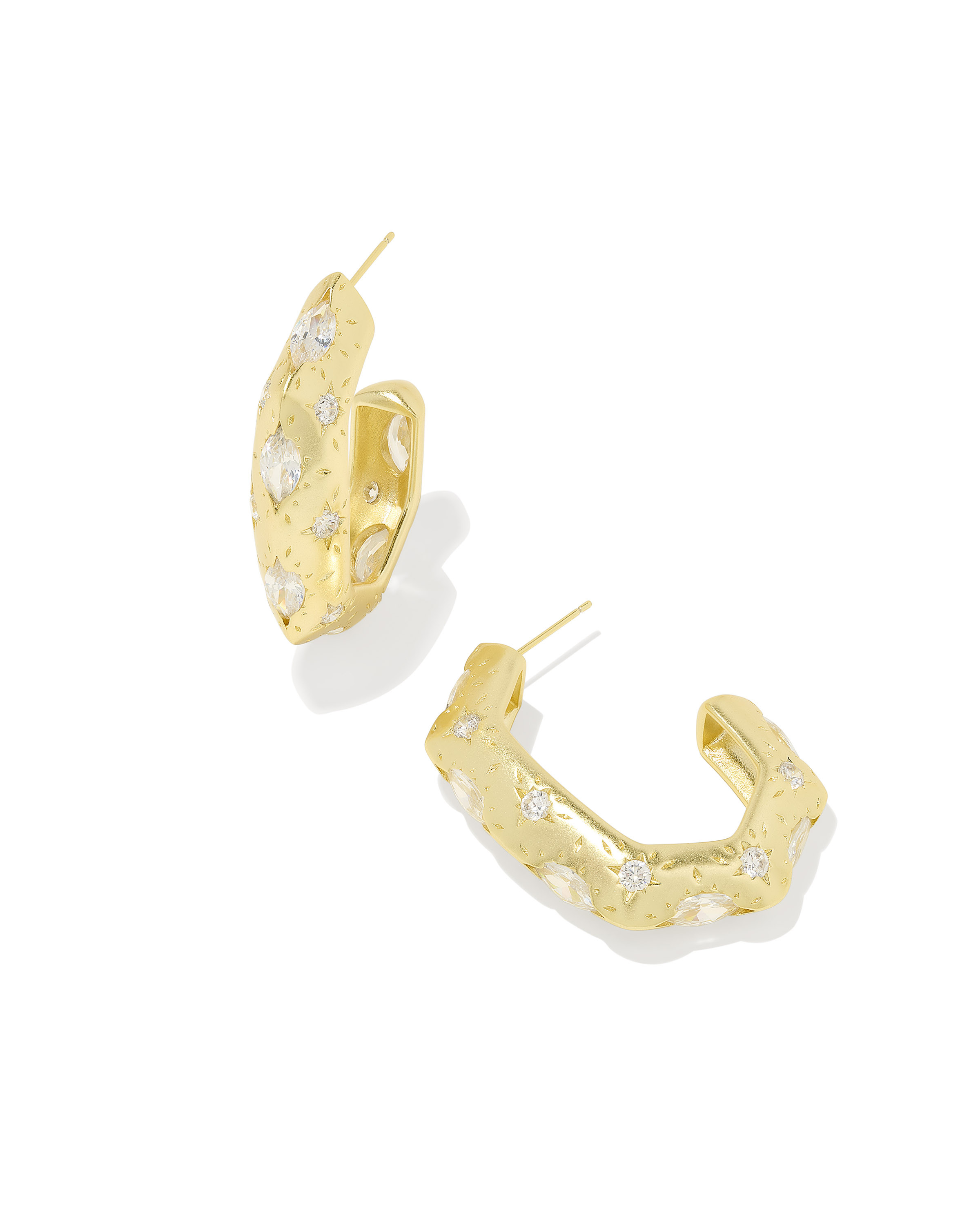 Holland Gold Hoop Earrings in White Crystal | Kendra Scott