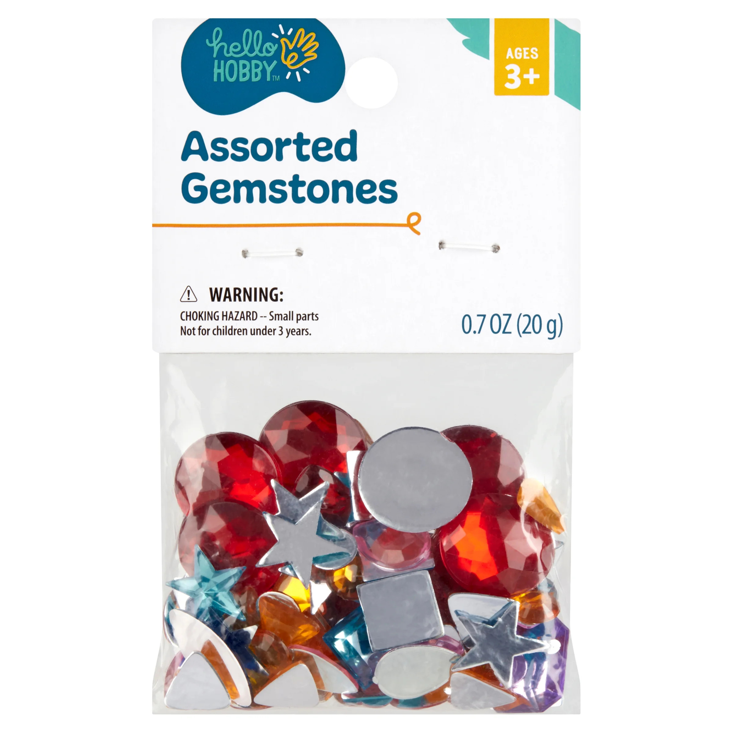 Hello Hobby Synthetic Round Rhinestones, Loose Gemstones in Assorted Shapes and Colors, 0.7 oz. | Walmart (US)