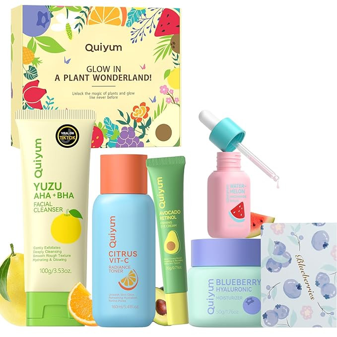 Fruit Skin Care Set, 5 Daily Routine Beauty Skin Care for Teens Girls - Gentle Skincare Gift Sets... | Amazon (US)