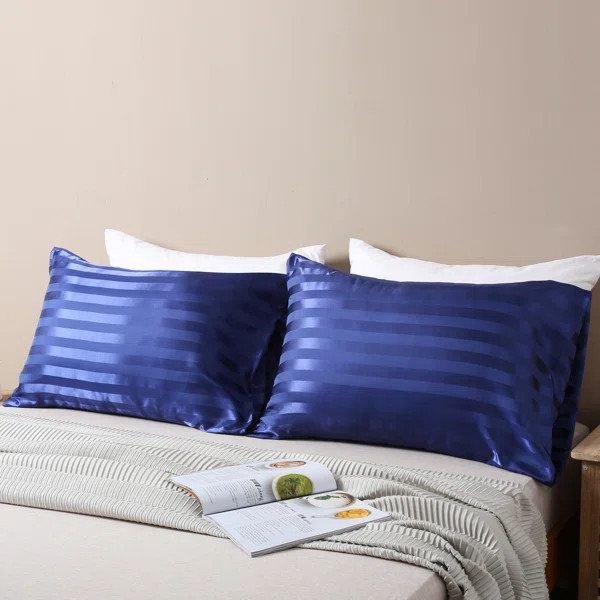 Nida Striped Microfiber Satin Pillowcase (Set of 2) | Wayfair North America