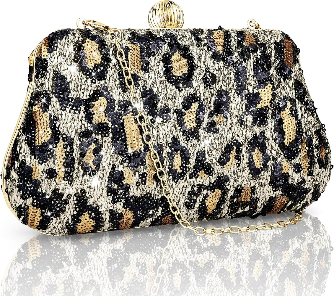 Small Clutch Purses Formal Evening Bag Modern Metallic Wedding Handbag for Bride Fashion Crossbod... | Amazon (US)