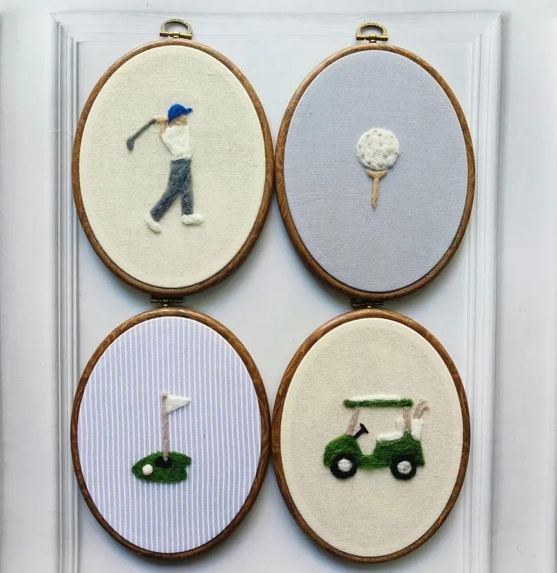 Needle Felted Golf Nursery Art: Handmade Baby Boy Decor Set | Etsy (US)