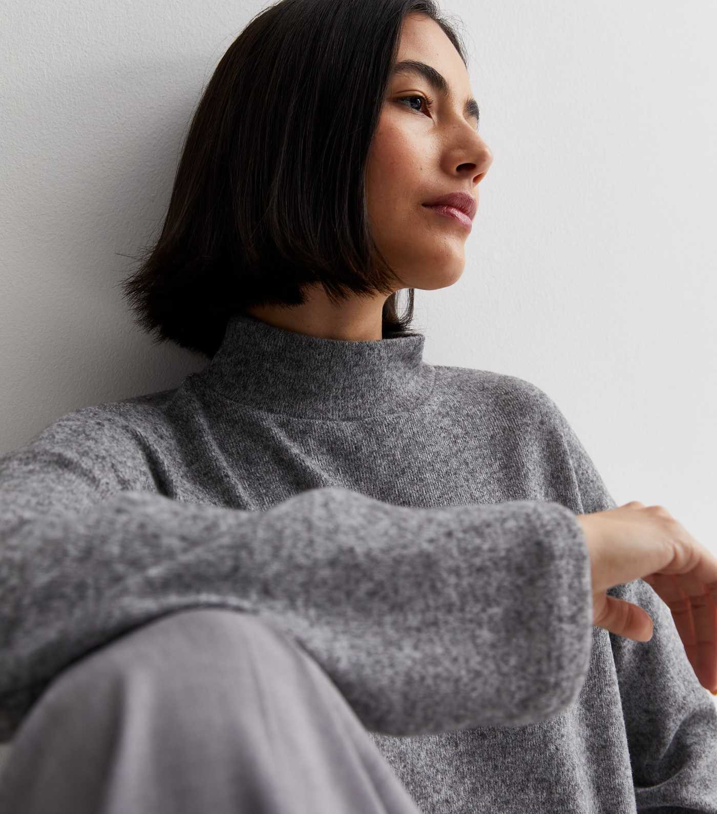 Grey Fine Knit High Neck Boxy Jumper
						
						Add to Saved Items
						Remove from Saved Item... | New Look (UK)