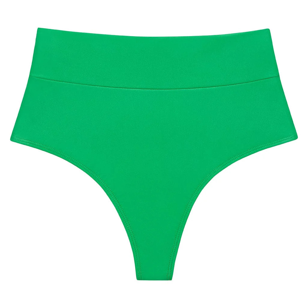 Emerald Shimmer Added Coverage High Rise Bikini Bottom | Montce