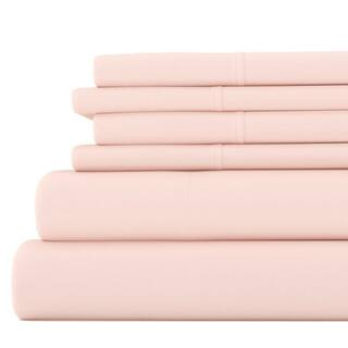 Luxury Ultra Soft 6 Piece Solid Blush Microfiber King Sheet Set | The Home Depot