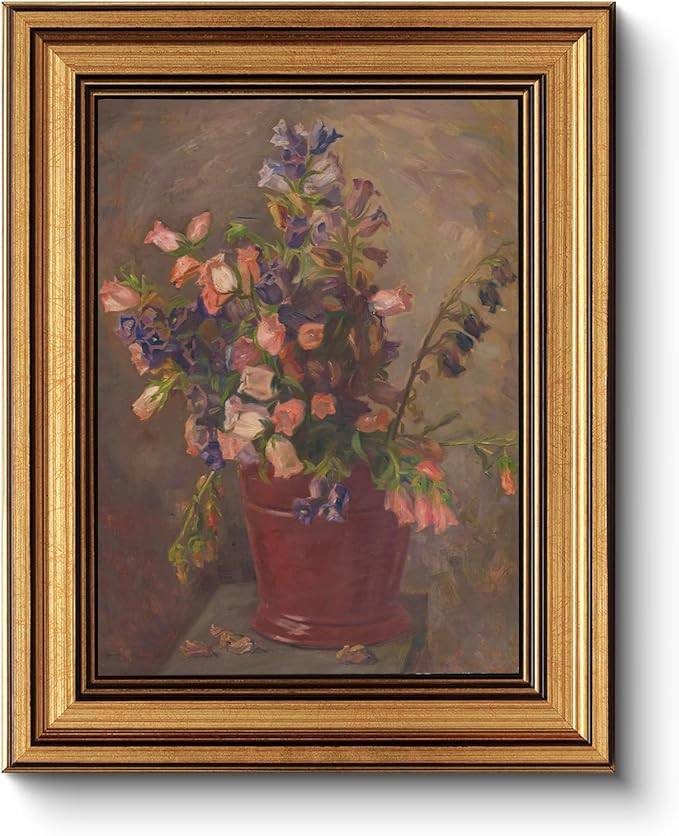 HUARCEY Gold Framed Vintage Wall Art for Living Room, Flower Painting Canvas Prints Shelf Decor f... | Amazon (US)