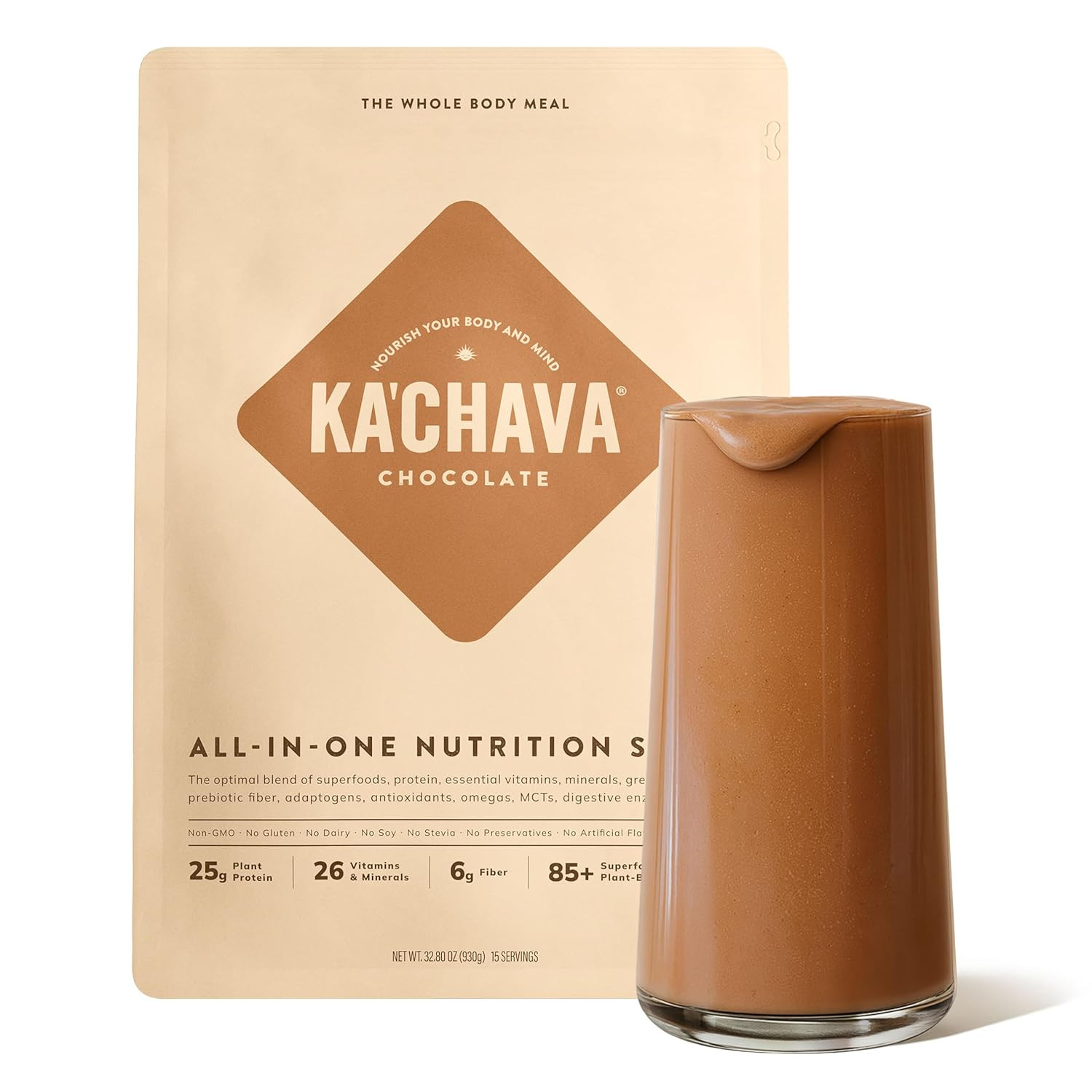 Ka’Chava Whole Body Meal Shake Chocolate 2 lb – Vegan Protein Powder with 85+ Superfoods & Gr... | Amazon (US)