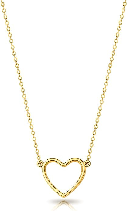 Zeffy Cute Heart Necklace 18k Gold/Silver Plated Tiny Heart Pendant Choker Necklaces Gold Love He... | Amazon (US)