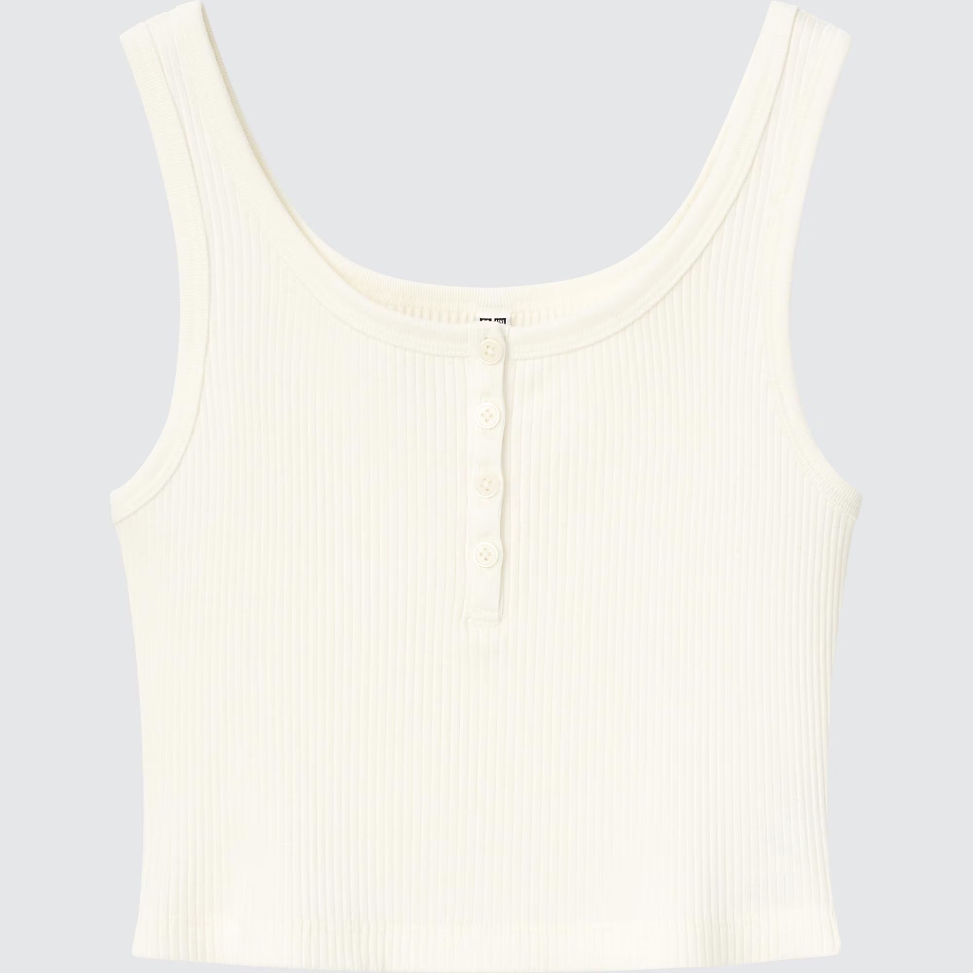 Ribbed Henley Cropped Tank Top (Women) | UNIQLO US | UNIQLO (US)