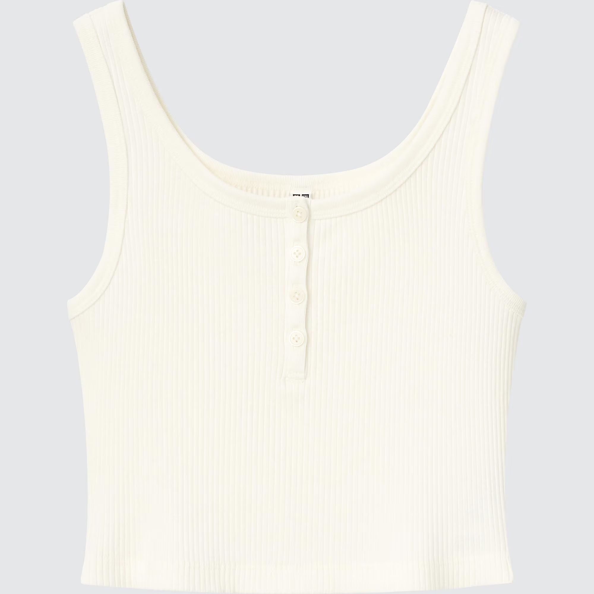 Ribbed Henley Cropped Tank Top (Women) | UNIQLO US | UNIQLO (US)