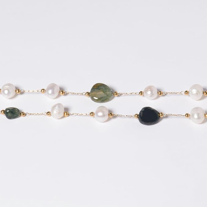 50CM Stainless Steel Gold Color Wrapped Amethyst Pearls Chain Beads for Jewelry Making DIY Bracel... | Amazon (US)