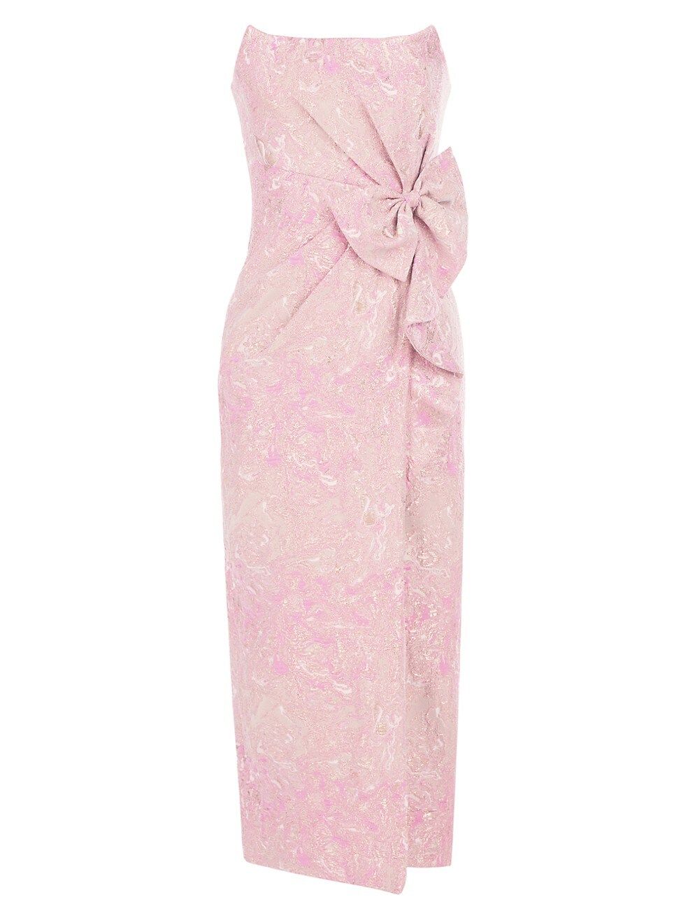 THEIA Kylah Strapless Bow Midi-Dress | Saks Fifth Avenue