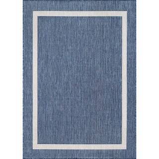 Beverly Rug Waikiki Blue/White 8 ft. x 10 ft. Bordered Indoor/Outdoor Area Rug HD-WKK20446-8X10 -... | The Home Depot