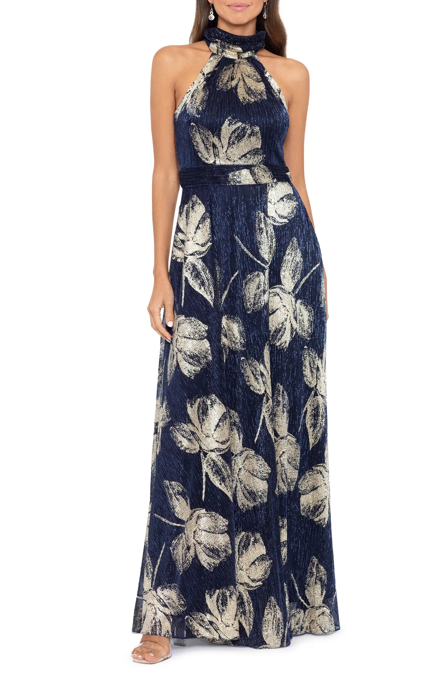 Foil Print Sleeveless Gown | Nordstrom