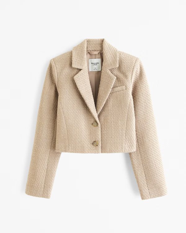 Women's Cropped Tweed Blazer | Women's New Arrivals | Abercrombie.com | Abercrombie & Fitch (US)