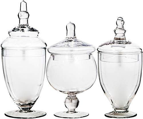 Small Apothecary Jars with Lids Set of 3, Home Essentials & Beyond, for Candy Buffet, Glass decor, Laundry Room, Potpourri, and Bathroom Jars | Amazon (US)