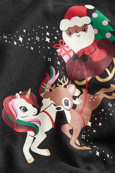 Fine-knit cotton jumper - Dark grey/Santa - Kids | H&M GB | H&M (UK, MY, IN, SG, PH, TW, HK)