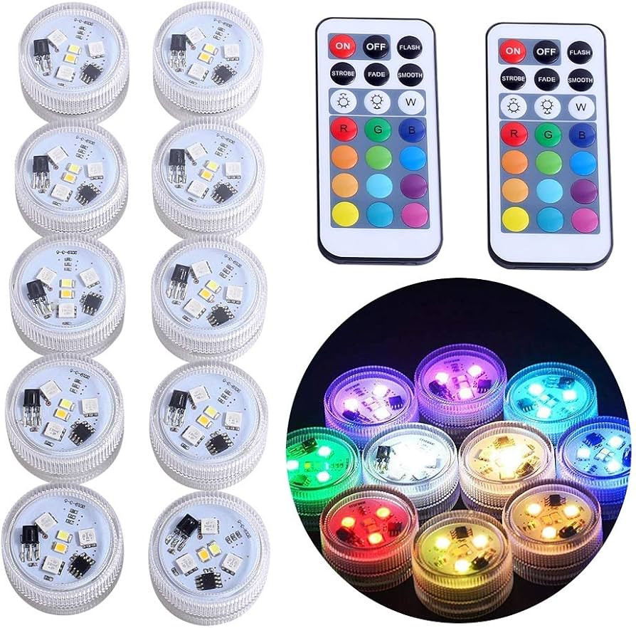 KUCAM Mini Submersible LED Lights, Waterproof Small LED Tea Lights Candle with Remote Battery Ope... | Amazon (US)