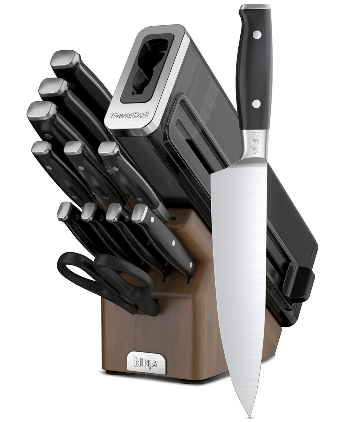 Ninja Foodi NeverDull Premium 13-Piece Knife & Block Set - Walnut And Black | Macy's
