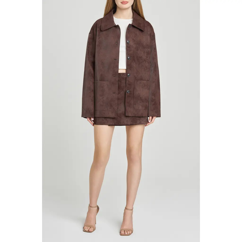 WAYF Rita Faux Suede Jacket in Espresso at Nordstrom, Size Medium | Nordstrom