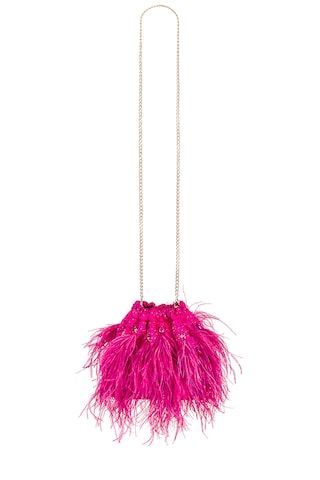 olga berg Livvy Feather Pouch in Fuchsia from Revolve.com | Revolve Clothing (Global)