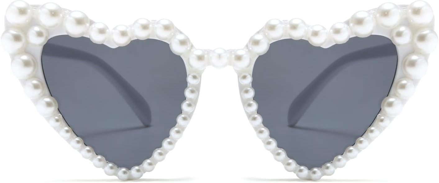 Long Keeper Love Pearl Sunglasses for Women Luxury Vintage Heart Sun Glasses Party Festival Cat E... | Amazon (US)