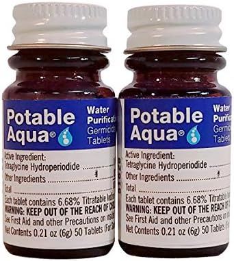 Potable Aqua Germicidal Water Purification Tablets - 50 Count Twin Pack | Amazon (US)