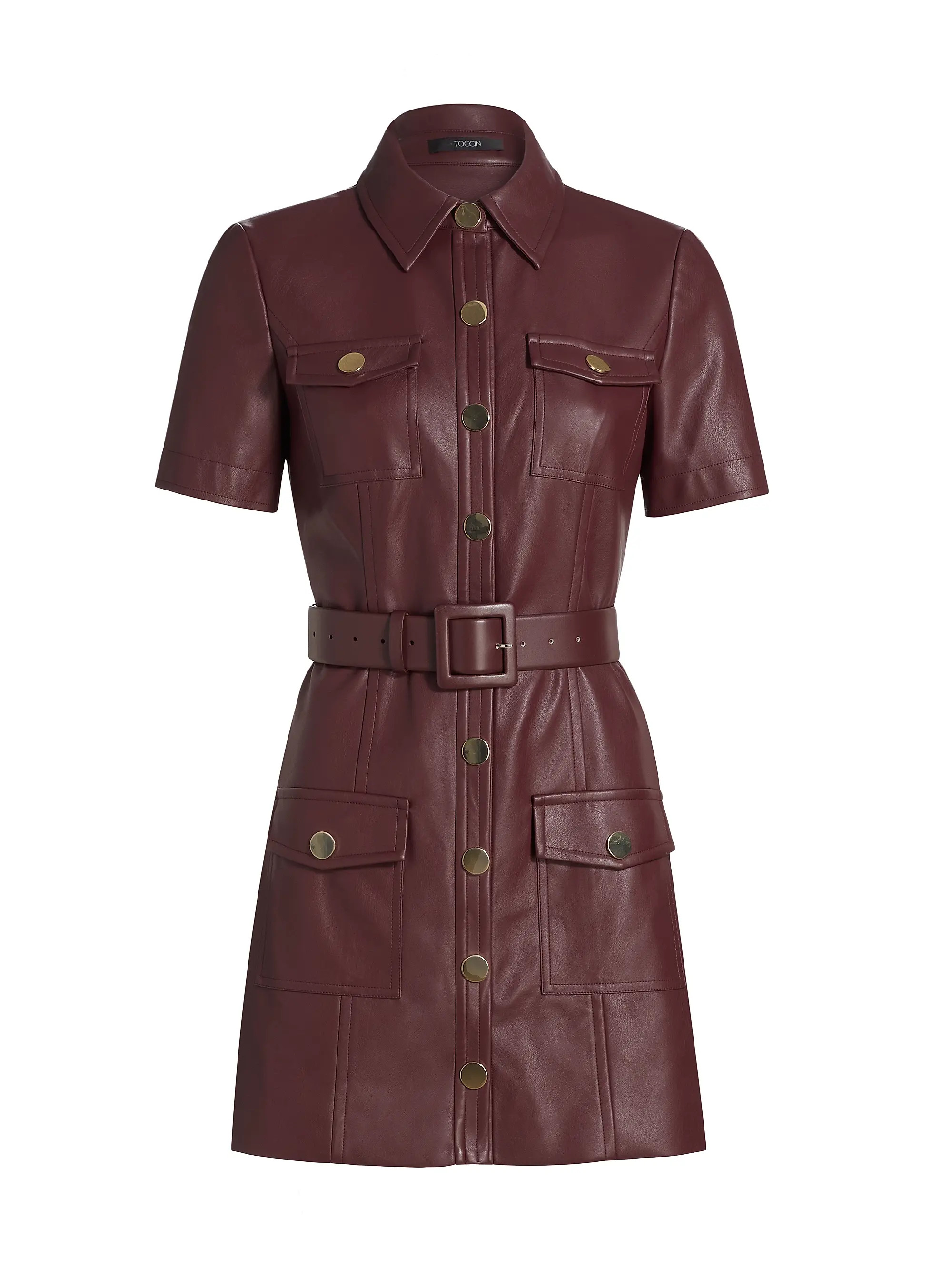 Lydia Faux Leather Belted Minidress | Saks Fifth Avenue