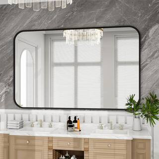 XRAMFY 30 in. W x 48 in. H Rectangular Framed Black Wall Mirror BRTRCBM3048-BK - The Home Depot | The Home Depot