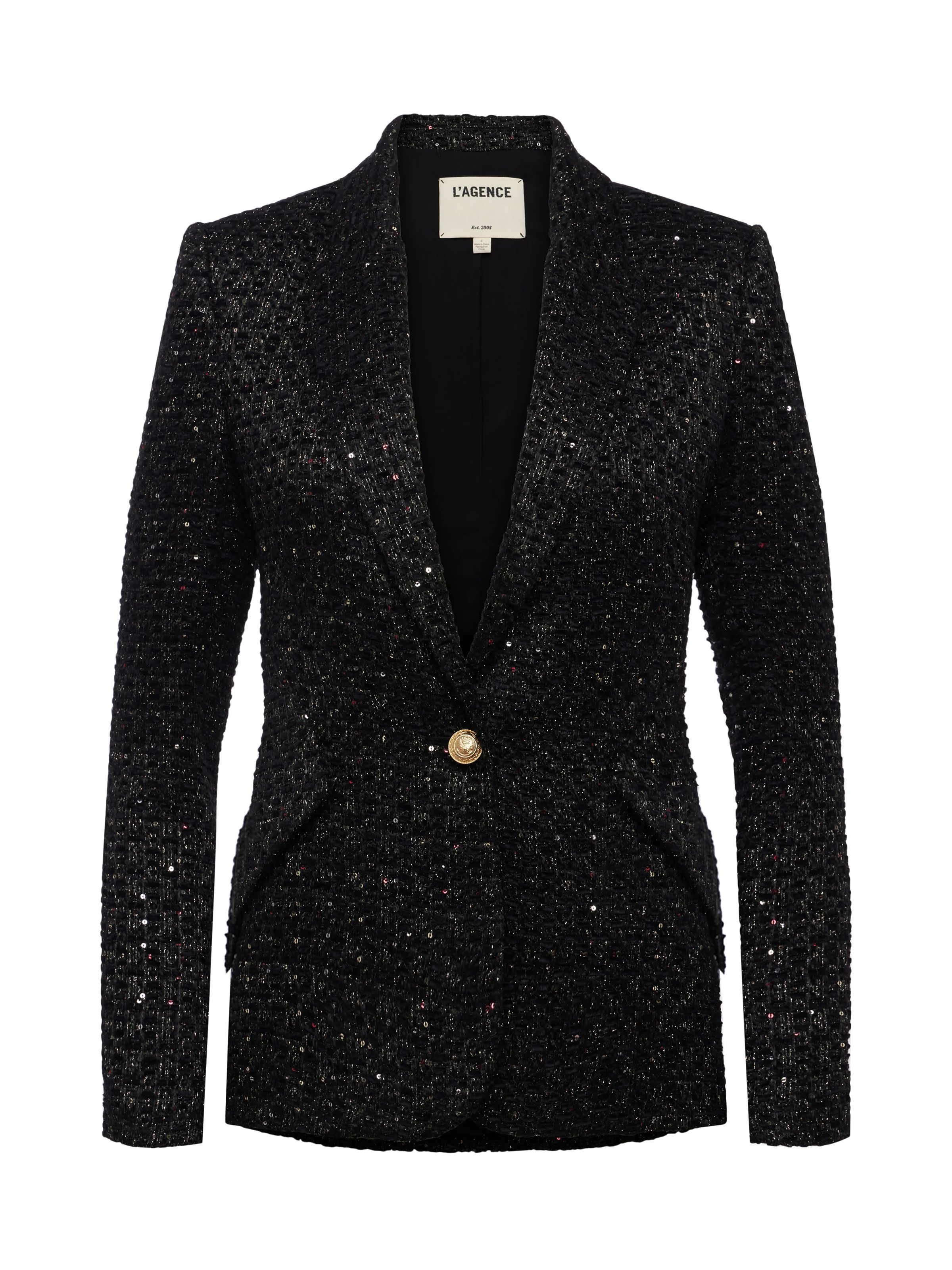 L'AGENCE Chamberlain Tweed Blazer In Black Multi | L'Agence