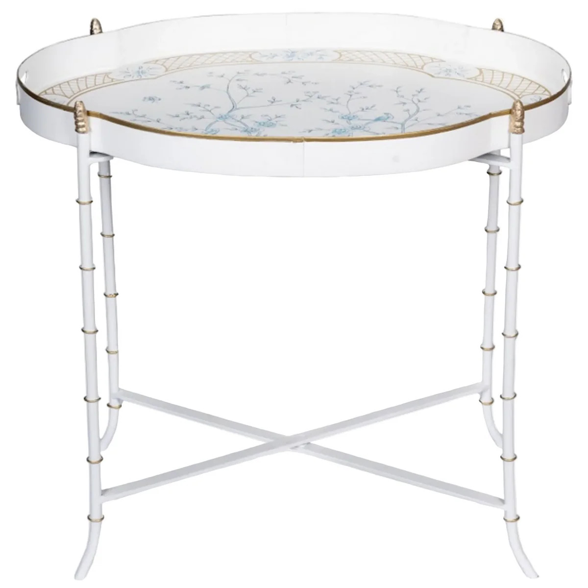 Ivory & Blue Scalloped Tray Table | The Well Appointed House, LLC