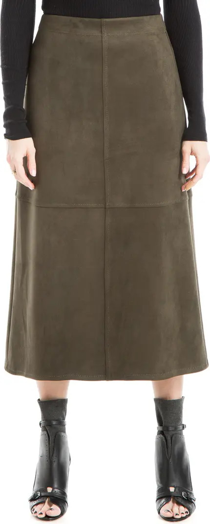 MAX STUDIO Faux Suede A-Line Midi Skirt | Nordstromrack | Nordstrom Rack