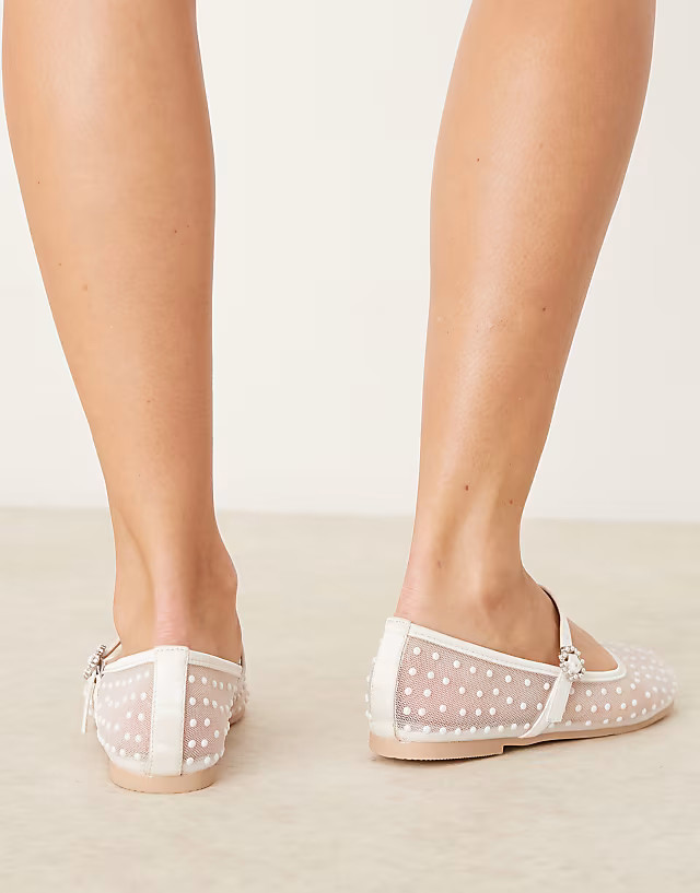 Be Mine Talia Bridal slippers in ivory | ASOS (Global)