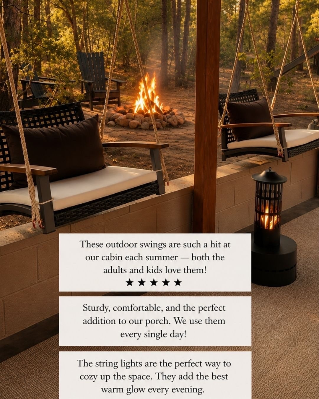 These outdoor swings are such a hit every summer at our cabin 😊

Amazon home decor 
Interior design 
Outdoor home decor 

Summerthompsonstyles ￼

#LTKHome #LTKSaleAlert #LTKselfcare