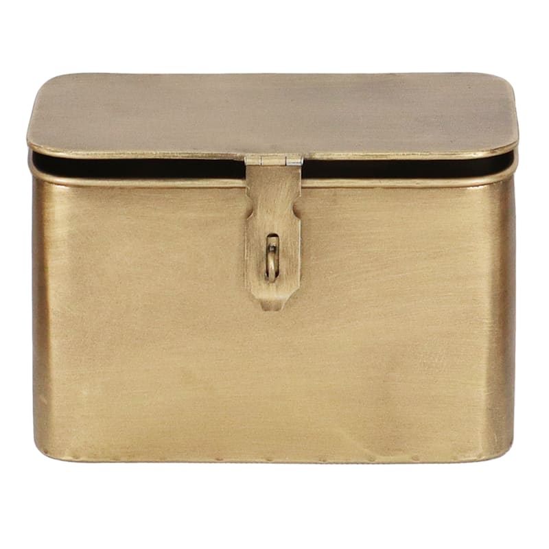 Gold Metal Decorative Box with Lid, 7.5" | At Home