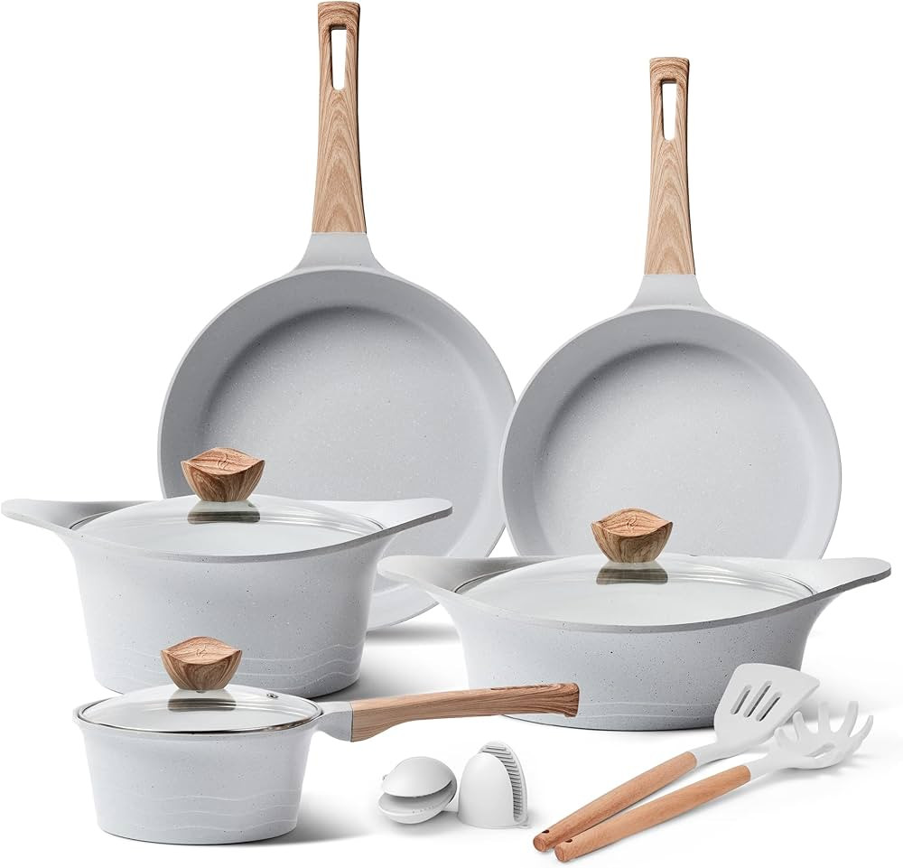 RIOVARM Juego de ollas y sartenes de inducción, utensilios Esenciales de cocina de granito antia... | Amazon (ES)