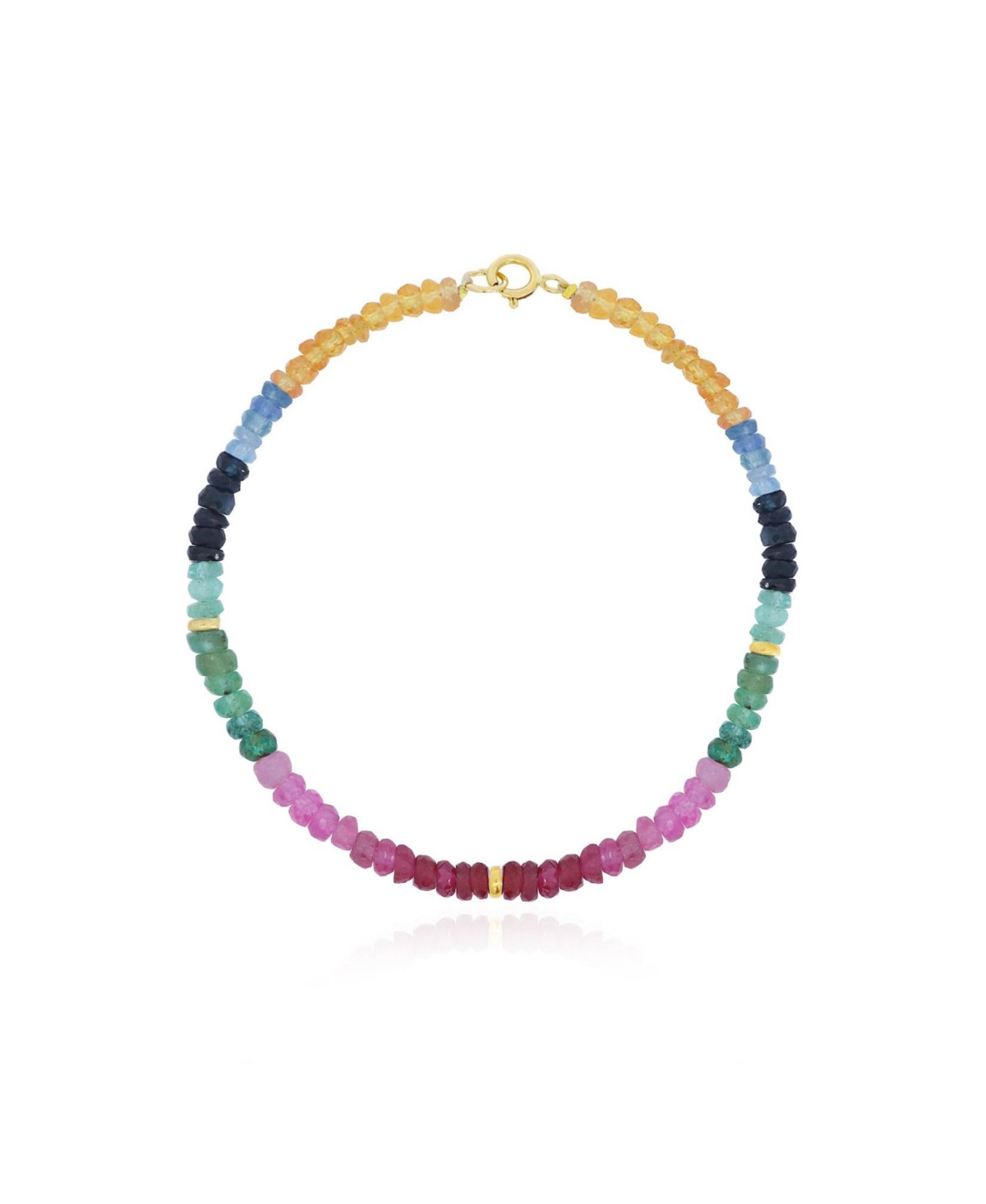 The Lovery Rainbow Gemstone Bead Bracelet 14K Gold - Muticolored gemstones | Macy's
