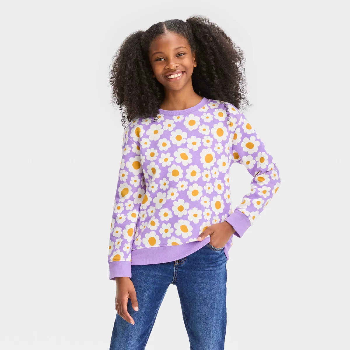 Girls' Crewneck Fleece Pullover Sweatshirt - Cat & Jack™ | Target