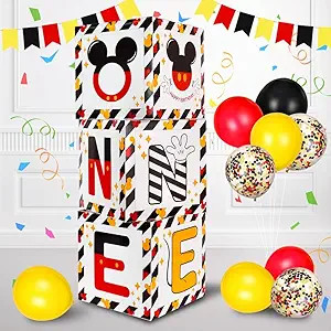 TONIFUL Mouse 1st Birthday Party Supplies Red Yellow Black Balloon Box with Letters，Red Mouse T... | Amazon (US)