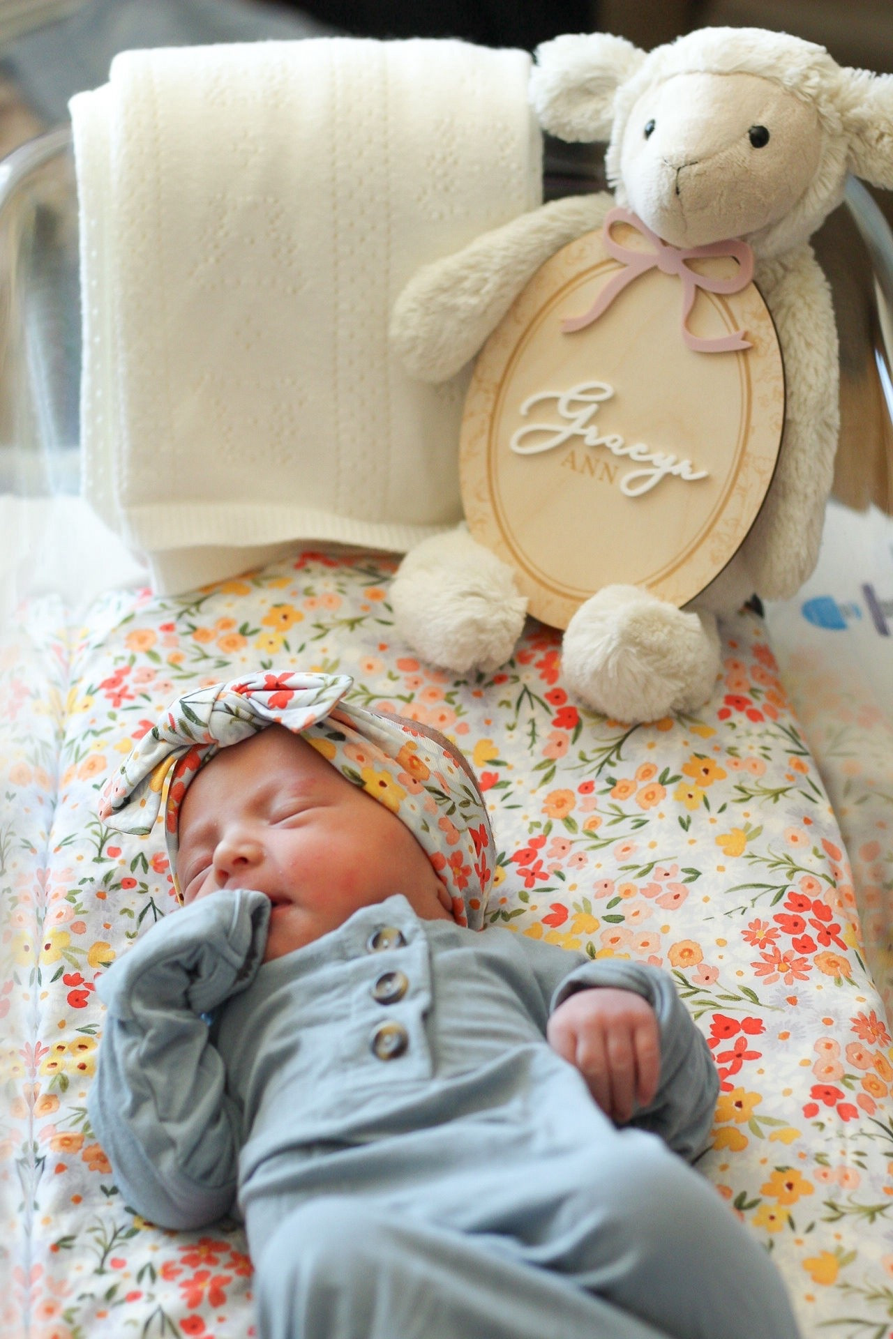 the sweetest baby girl announcement picture! 🤍 we love her name sign, it’s currently hanging up in her room! and the blankie + bow set will last her for soooo long!! 🤩

#LTKFamily #LTKBaby #LTKKids
