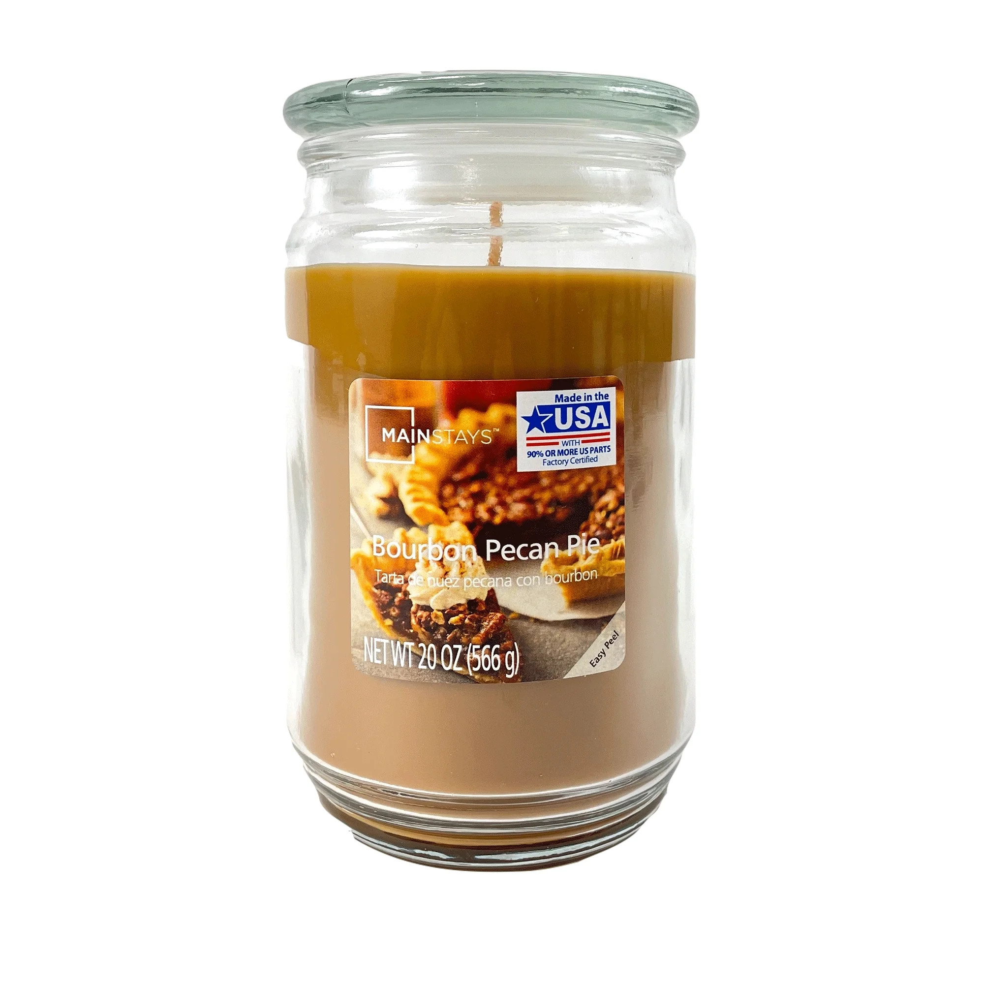 Mainstays Bourbon Pecan Pie Scented Single-Wick Large Glass Jar Candle, 20 oz. | Walmart (US)