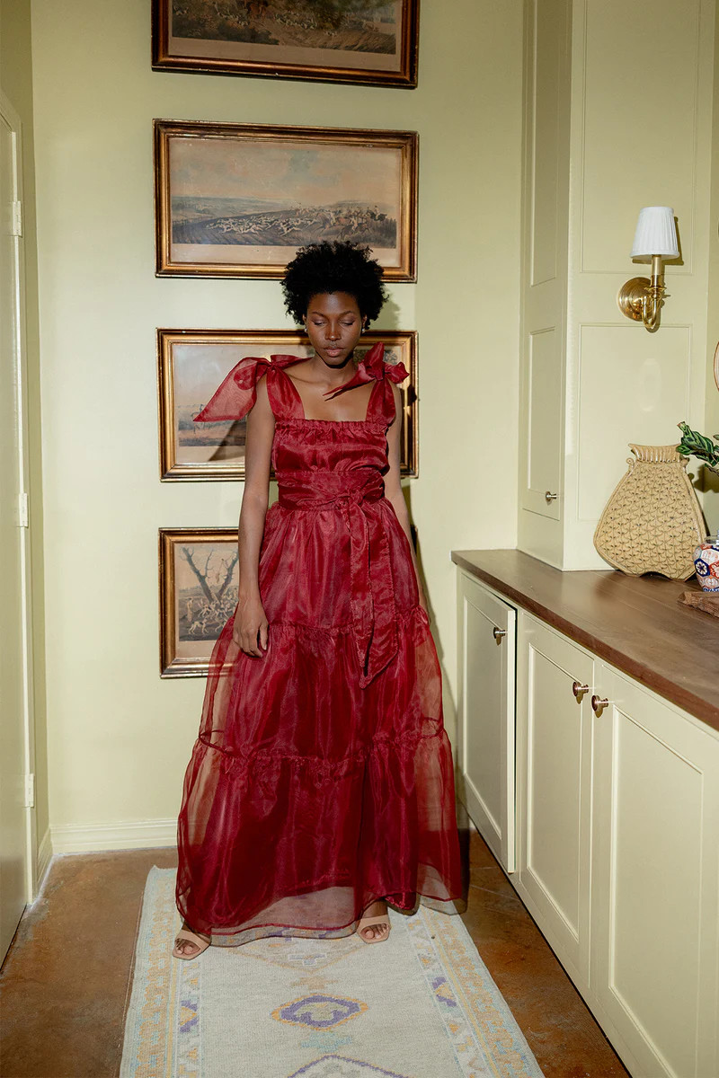 Annabel Sundress | Burgundy Organza | SUE SARTOR