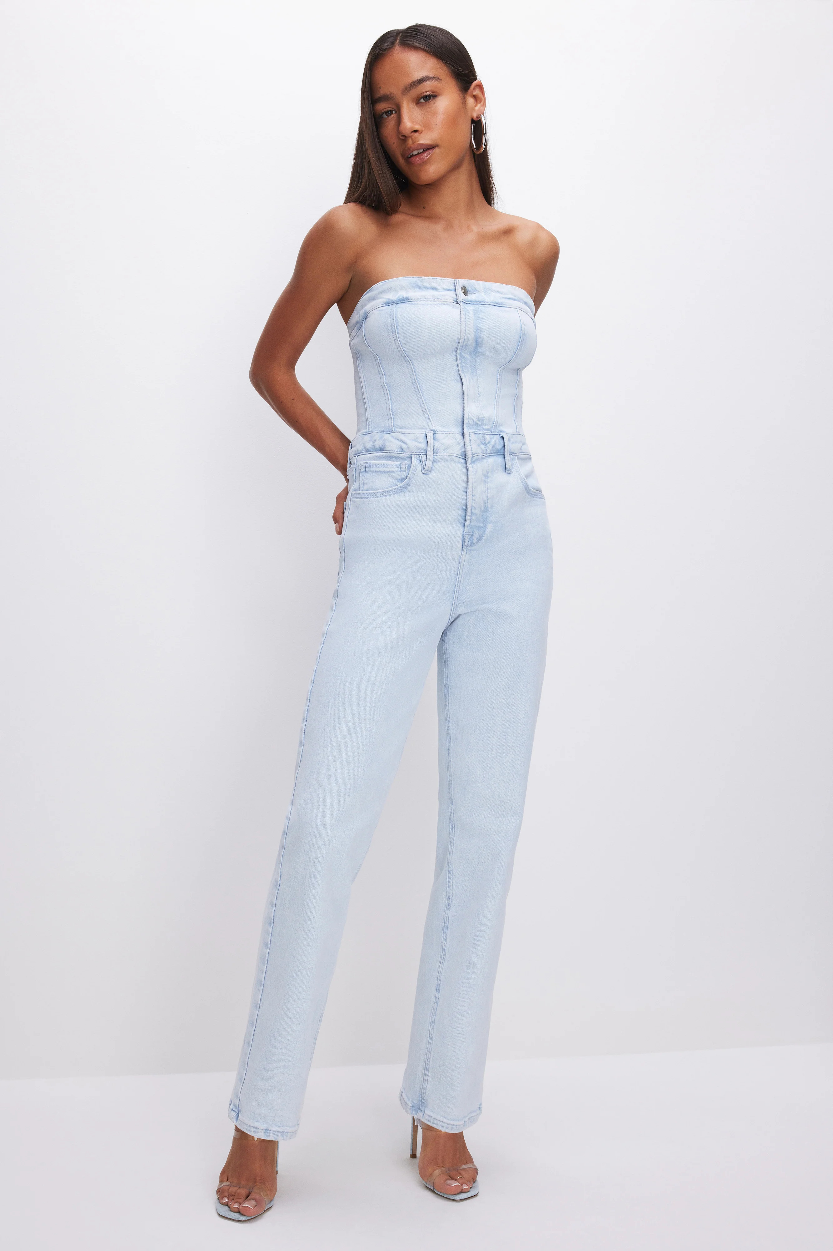 FIT FOR SUCCESS LIGHT COMPRESSION STRAPLESS JUMPSUIT | INDIGO453 - GOOD AMERICAN | Good American