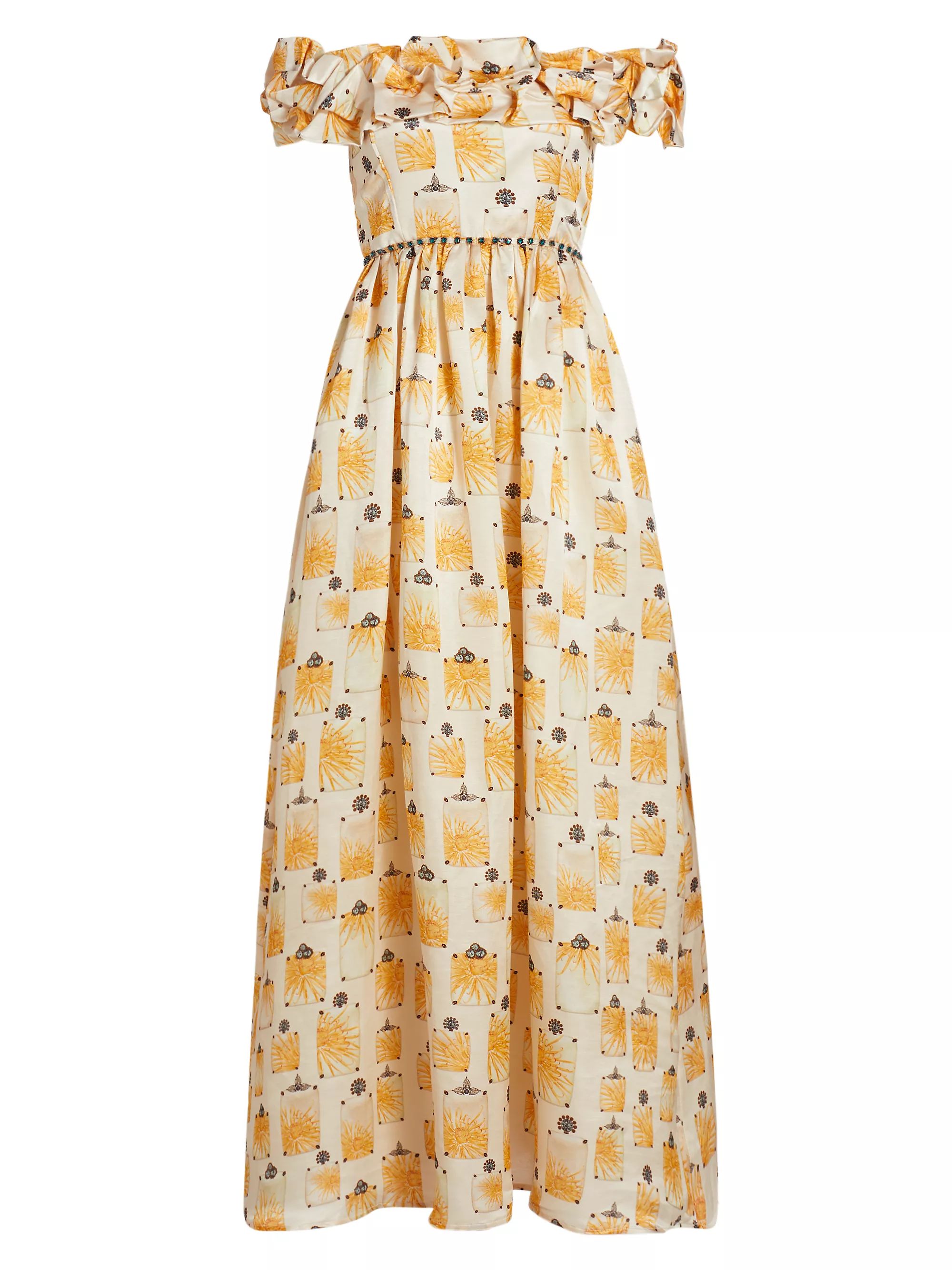 Espliego Bisuteria Floral Frill Off-the-Shoulder Maxi Dress | Saks Fifth Avenue