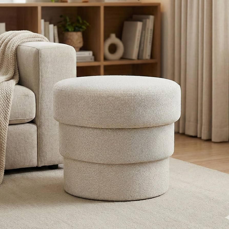 Amazon.com: ALFA BUSINESS Modern Round Storage Ottoman with Removable Lid, Tiered Design for Living Room, Extra Seating & Hidden Storage Footstool (Beige) : Home & Kitchen | Amazon (US)