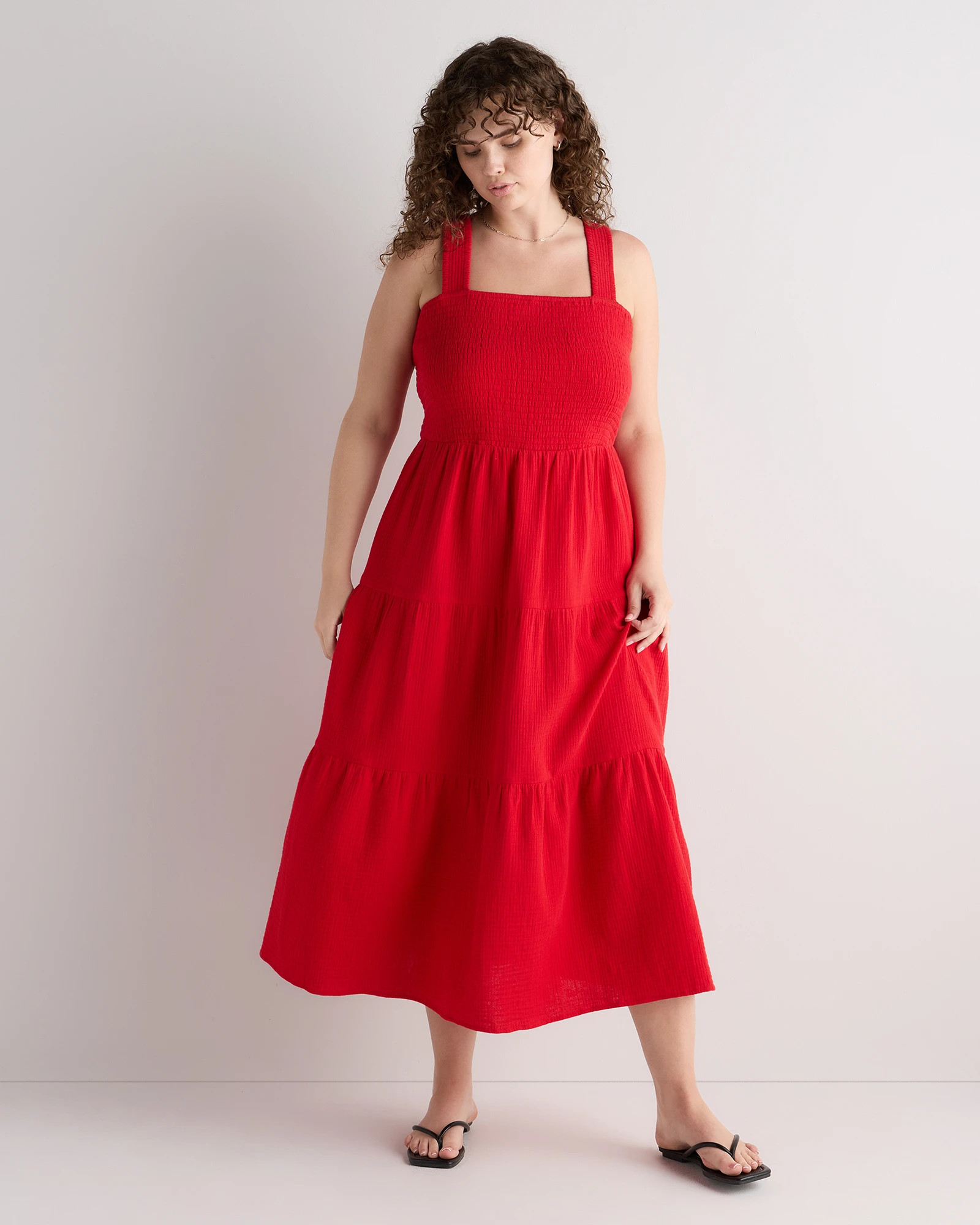 100% Organic Cotton Gauze Smocked Sleeveless Maxi Dress | Quince