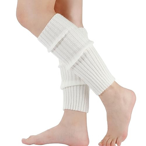 Cream Knitted Ballet Leg Warmers - White, Plus Size, Y2k Style - Perfect Stocking Stuffers for Women | Amazon (US)
