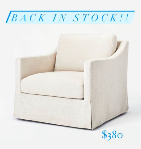 White cream upholstered skirted slipcover chair back in stock!

#LTKFind #LTKhome