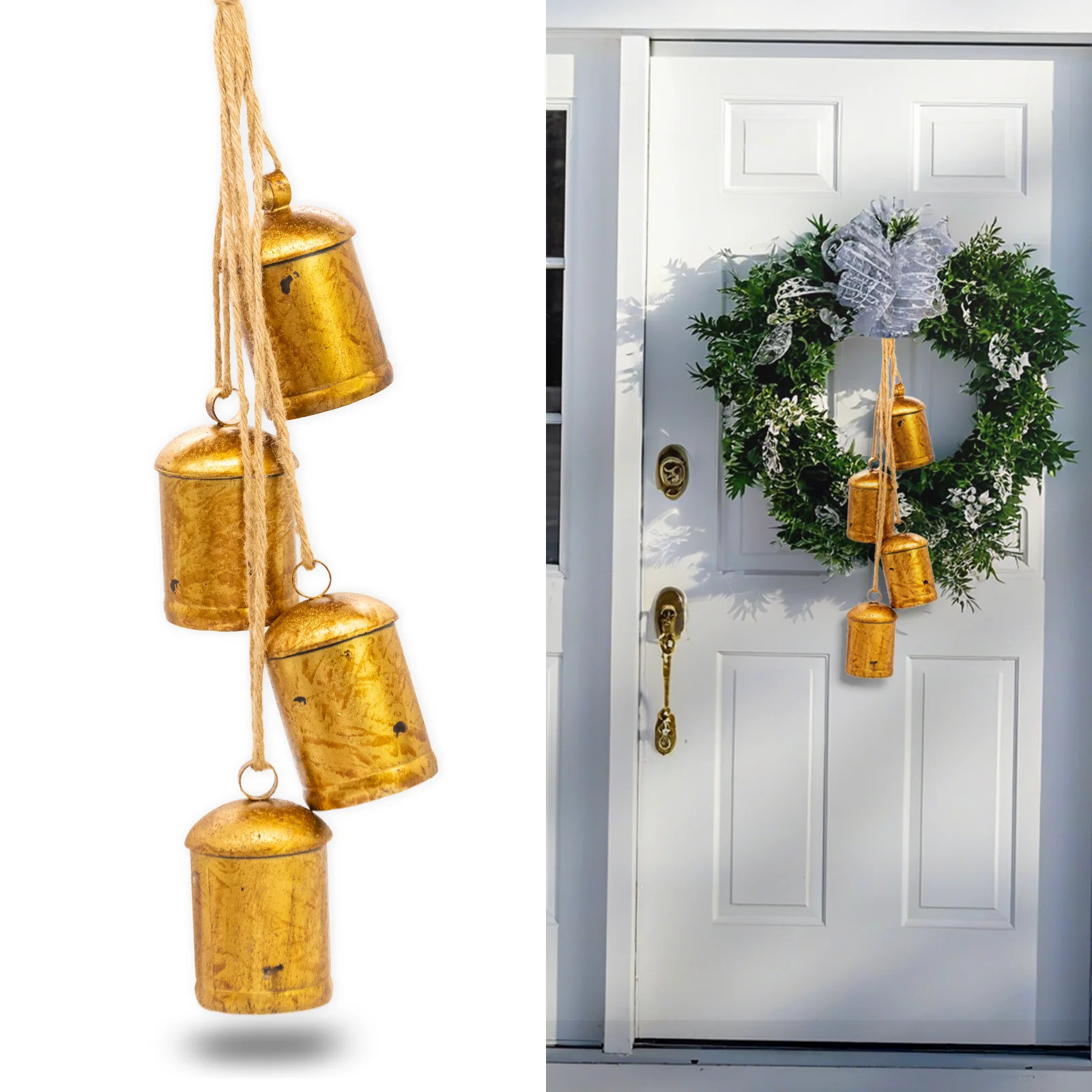 HXXF Decorative Bells, Christmas Bells, Metal Indoor and Outdoor Blessing Bells, 4-Piece Set of H... | Walmart (US)